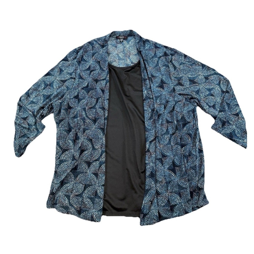 Cocomo Plus Size Liquid‎ Knit Cardigan Combo Top Turquoise Black 2x Boho Preppy